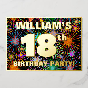 Invitation En Aluminium Fête du 18e anniversaire — Amusant, Feu d'artifice