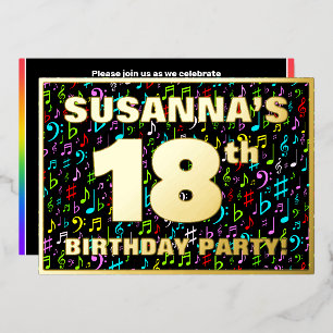 Invitation En Aluminium Fête du 18e anniversaire — Symboles de musique amu