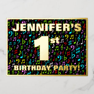 Invitation En Aluminium Fête du 1er anniversaire — Symboles de musique amu