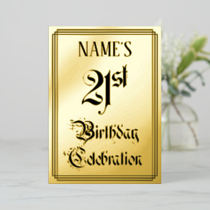 Invitation En Aluminium Fête du 21e anniversaire — Script élégant + Nom pe