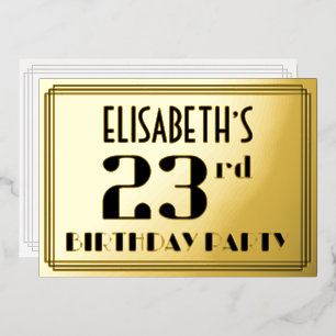 Invitation En Aluminium Fête du 23e anniversaire : Art Déco Look "23" et n