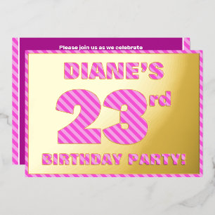 Invitation En Aluminium Fête du 23e anniversaire — Audacieux, amusant, ros
