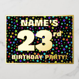 Invitation En Aluminium Fête du 23e anniversaire — Motif d'étoiles amusant