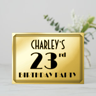 Invitation En Aluminium Fête du 23e anniversaire — Regarder Art Déco "23" 