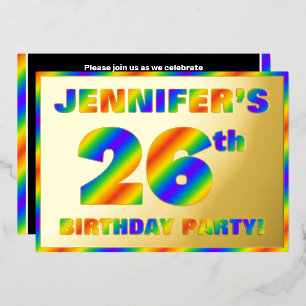 Invitation En Aluminium Fête du 26e anniversaire — Amusant, Rainbow Spectr