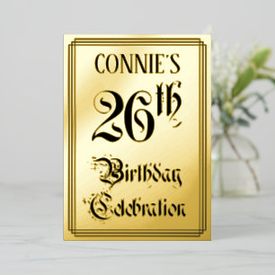 Invitation En Aluminium Fête du 26e anniversaire — Script élégant + Nom pe