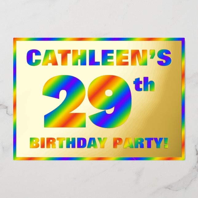Invitation En Aluminium Fête du 29e anniversaire — Amusant, Rainbow Spectr (Recto)