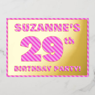 Invitation En Aluminium Fête du 29e anniversaire — Audacieux, amusant, ros