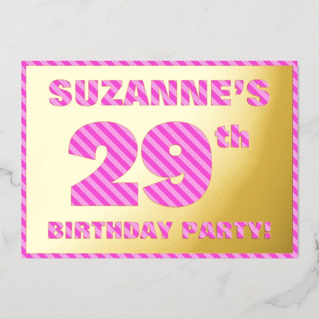 Invitation En Aluminium Fête du 29e anniversaire — Audacieux, amusant, ros (Recto)