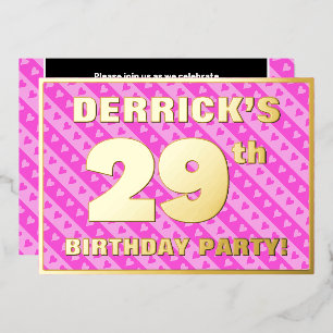 Invitation En Aluminium Fête du 29e anniversaire — Coeurs roses amusants e