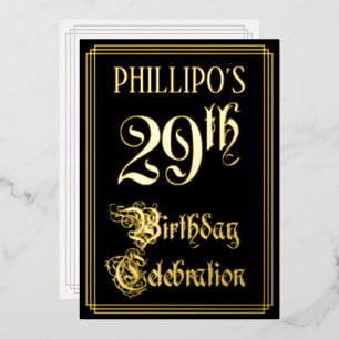 Invitation En Aluminium Fête du 29e anniversaire — Script fantaisie et nom