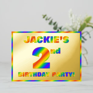 Invitation En Aluminium Fête du 2e anniversaire — Amusant, Spectre Arc-en-
