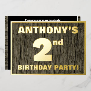 Invitation En Aluminium Fête du 2e anniversaire : Bold, Faux Motif de grai