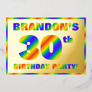 Invitation En Aluminium Fête du 30e anniversaire — Amusant, Rainbow Spectr
