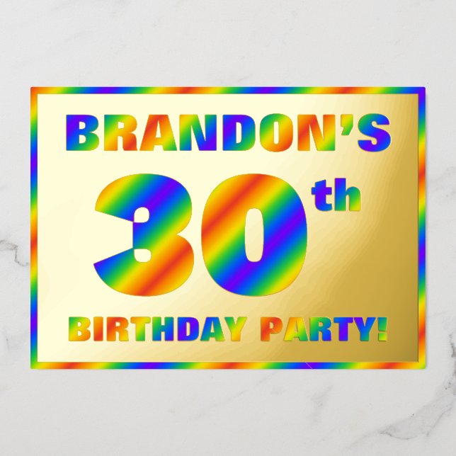Invitation En Aluminium Fête du 30e anniversaire — Amusant, Rainbow Spectr (Recto)