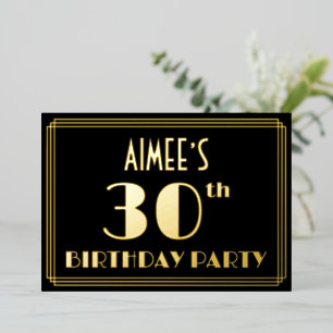 Invitation En Aluminium Fête du 30e anniversaire : Art Déco Look "30", ave