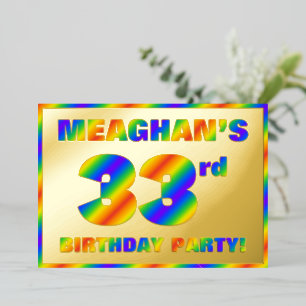 Invitation En Aluminium Fête du 33e anniversaire — Amusant, Rainbow Spectr