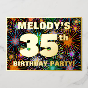 Invitation En Aluminium Fête du 35e anniversaire — Fun d'artifice amusant