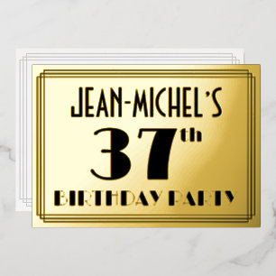 Invitation En Aluminium Fête du 37e anniversaire — Regarder Art Déco "37"