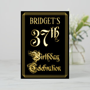 Invitation En Aluminium Fête du 37e anniversaire — Script fantaisie et nom