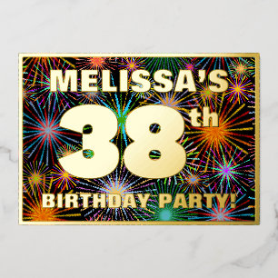 Invitation En Aluminium Fête du 38e anniversaire — Amusant, Feu d'artifice