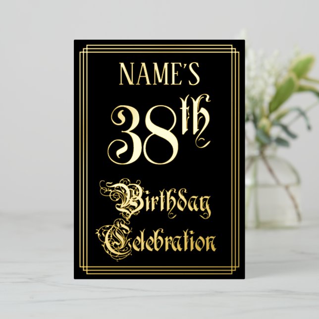 Invitation En Aluminium Fête du 38e anniversaire — Script fantaisie et nom (Debout devant)