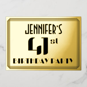 Invitation En Aluminium Fête du 41e anniversaire : Art Déco Look "41" et n