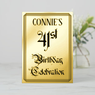 Invitation En Aluminium Fête du 41e anniversaire — Script élégant + Nom pe