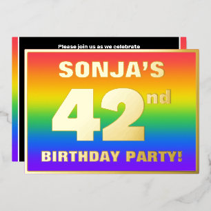 Invitation En Aluminium Fête du 42e anniversaire : Amusant, Motif arc-en-c
