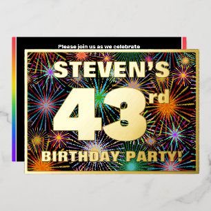 Invitation En Aluminium Fête du 43e anniversaire — Fun d'artifice amusant