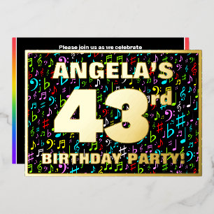 Invitation En Aluminium Fête du 43e anniversaire — Symboles de musique amu