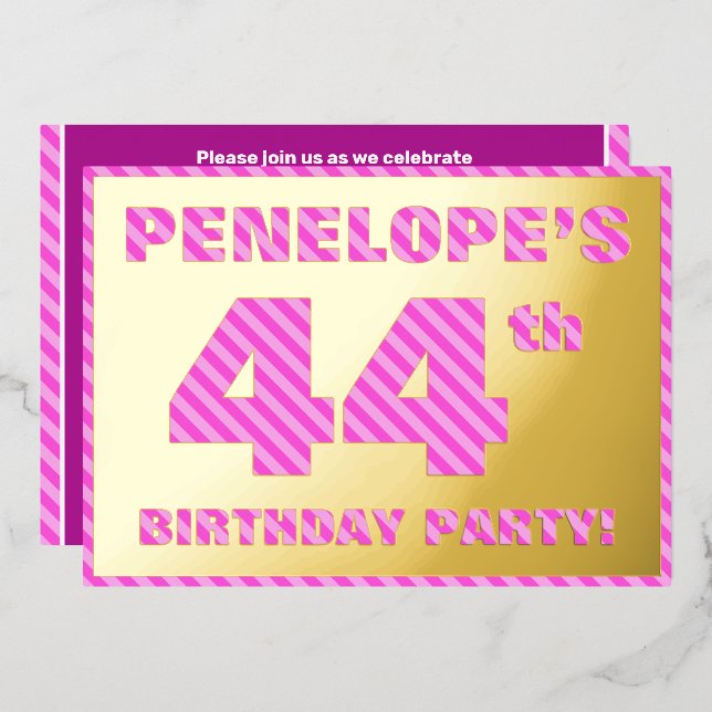 Invitation En Aluminium Fête du 44e anniversaire — Audacieux, amusant, ros (Recto/Verso)