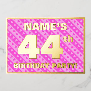 Invitation En Aluminium Fête du 44e anniversaire — Coeurs roses amusants e