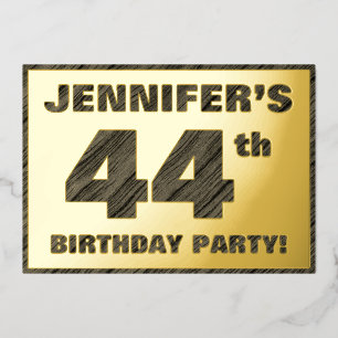 Invitation En Aluminium Fête du 44e anniversaire — Gras, Faux Wood Grain T