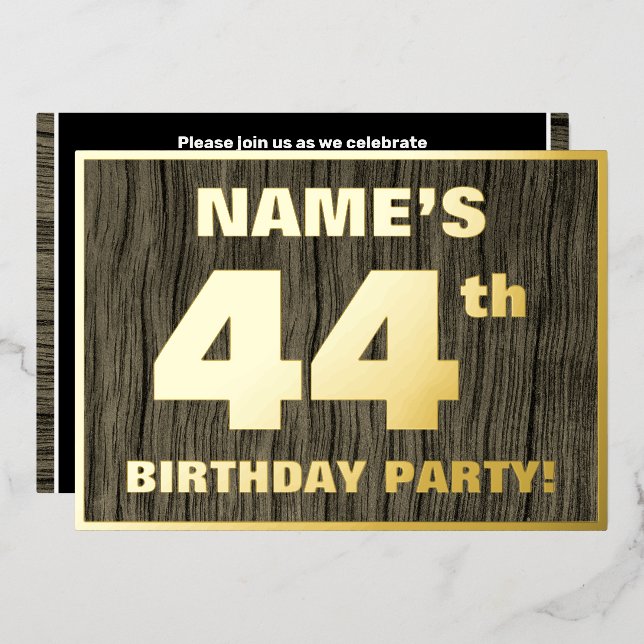 Invitation En Aluminium Fête du 44e anniversaire : Gras, Motif du grain de (Recto/Verso)