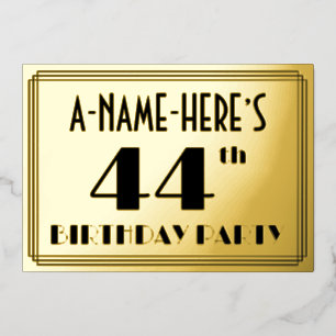 Invitation En Aluminium Fête du 44e anniversaire — Regarder Art Déco "44" 