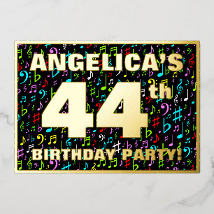 Invitation En Aluminium Fête du 44e anniversaire — Symboles de musique amu