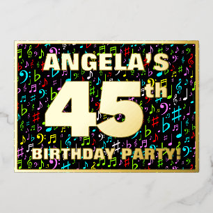 Invitation En Aluminium Fête du 45e anniversaire — Symboles de musique amu