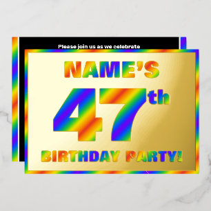 Invitation En Aluminium Fête du 47e anniversaire — Amusant, Rainbow Spectr