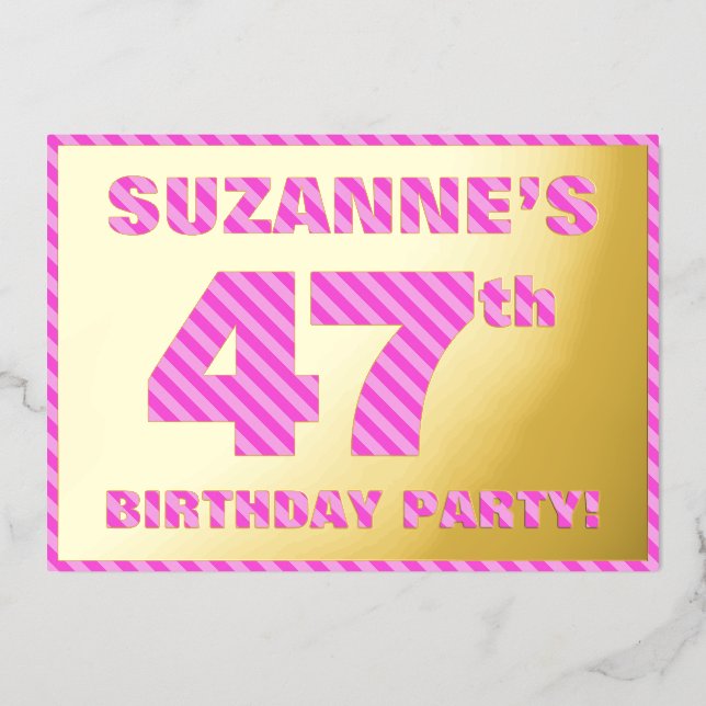 Invitation En Aluminium Fête du 47e anniversaire — Audacieux, amusant, ros (Recto)