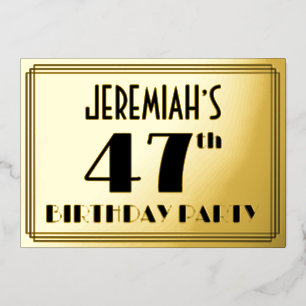 Invitation En Aluminium Fête du 47ème anniversaire — Regarder Art Déco "47