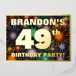 Invitation En Aluminium Fête du 49e anniversaire — Amusant, Feu d'artifice