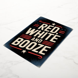Invitation En Aluminium Fête du 4 juillet Booze Rouge Blanc et Booze
