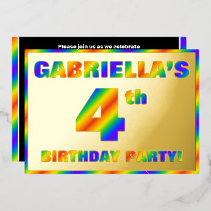 Invitation En Aluminium Fête du 4e anniversaire — Amusant, Rainbow Spectru