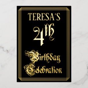 Invitation En Aluminium Fête du 4e anniversaire — Script fantaisie et nom 