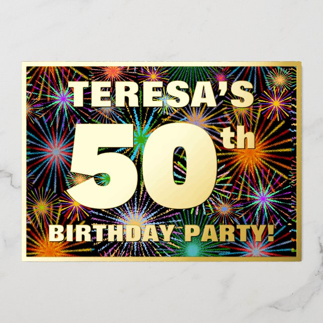 Invitation En Aluminium Fête du 50e anniversaire — Fun amusant, coloré Loo (Recto)