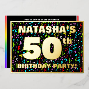 Invitation En Aluminium Fête du 50e anniversaire — Symboles de musique amu