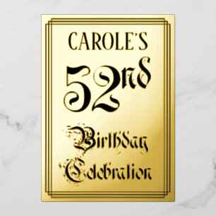 Invitation En Aluminium Fête du 52e anniversaire — Script élégant + Nom pe