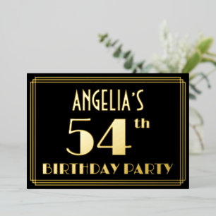 Invitation En Aluminium Fête du 54e anniversaire : Art Déco Look "54", ave