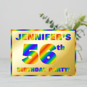 Invitation En Aluminium Fête du 56e anniversaire — Amusant, Rainbow Spectr